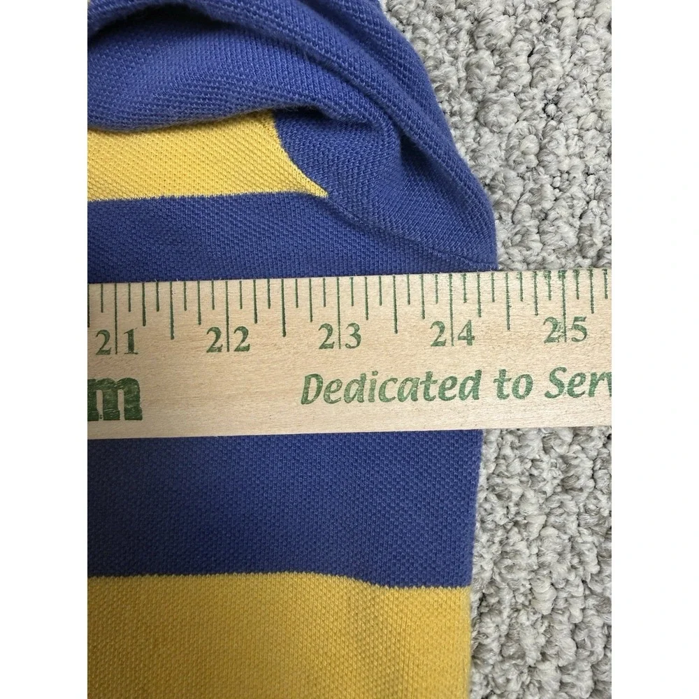 Vintage Polo Ralph Lauren Big Shirt Rugby Stripe Polo M Blue Yellow Pocket